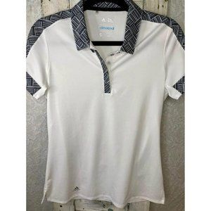 Adidas Polo Shirt ClimaCool Sports Shirt White & Black Trim Woman's Size Small